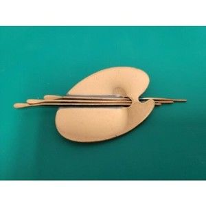 Vintage Brooch Pin Copper Signed Renoir Paint Palette Large Modernist 4.5 inches